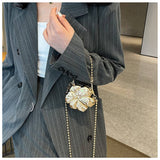 Flower Shaped Clutch Bag Metal Shoulder Bag_Cwab3241