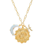 MICRO PAVED ZIRCONIA ZODIAC RUNE PENDANT NECKLACE_CWMM3760