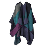 DOUBLE SIDED PLAID FAUX CASHMERE SHAWL CAPE_CWASC2135