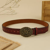 Buckle Embossed Pattern Eng Ved Belt_Cwmm3941
