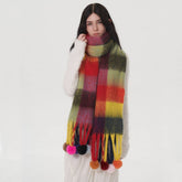 STRIPED PLAID WARM FRINGED SHAWL SCARF_CWASC0337