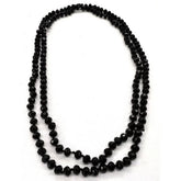 BLACK CRYSTAL KNOT SIMPLE LONG NECKLACE_CWMM4861