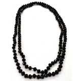BLACK CRYSTAL KNOT SIMPLE LONG NECKLACE_CWMM4861