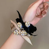 FASHION RHINESTONE PEARL BOW HAIR TIES_CWAHA0505