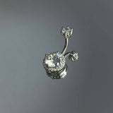 PINK CZ BELLY RING ELEGANT NAVEL PIERCING_CWMM9196