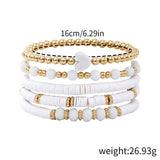SOFT CLAY ELASTIC CORD HEART BRACELET SET_CWMM3519