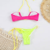 SEXY FLUORESCENT BIKINI NYLON TIE FRONT SWIMWEAR_CWMW0252