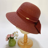 RAFFIA FASHION BOW ROUND TOP STRAW HAT_CWAH3588