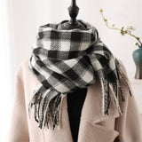 PLAID FAUX CASHMERE SCARF COZY LONG FRINGE WRAP_CWASC1442