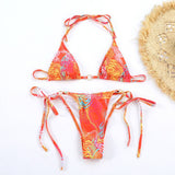 SEXY PRINTED BIKINI SET BACKLESS TIE SIDE SWIMSUIT_CWMW0242