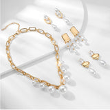 FASHIONABLE PEARL IRREGULAR NECKLACE JEWELRY SET_CWAJE2839