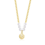 Pearl Zircon Titanium Steel Necklace