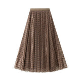 POLKA DOT MESH SKIRT REVERSIBLE A LINE SKIRT_CWBMS0314