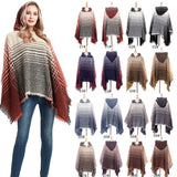 NEW HERRINGBONE GRADIENT HOODED CAPE SHAWL_CWASC1203