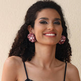 HANDMADE FABRIC FLOWER STUD EARRINGS MINIMALIST_CWMM6257