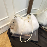 FLUFFY FOX FUR BAG WOMEN FASHION SHOULDER TOTE_CUAB00567