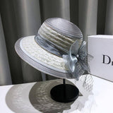 HEPBURN STYLE COLOR BLOCK RETRO SUN HAT_CWAH1451