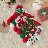 CHRISTMAS ELK CORAL VELVET SOCKS_CWMS0339