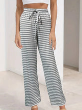 Striped Wide-Leg Belted High-Waisted Yoga Pants