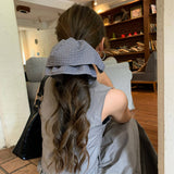 Houndstooth Bow Hair Claw Elegant Low Pony Clip_Cwaha08012