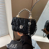 Laser Pearl Chain Diamond Single-Shoulder Bag