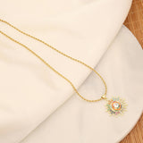 NATURAL STONE NECKLACE PERSONALIZED EYE PENDANT_CWAJE0650