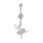 HOT SALE STAINLESS STEEL BALLET GIRL CZ NAVEL RING_CWMM9388
