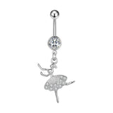 HOT SALE STAINLESS STEEL BALLET GIRL CZ NAVEL RING_CWMM9388