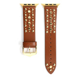 Applewatch9 Iwatch Gold Rivet Genuine Leather Strap_Cwww0084