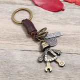 Vintage Braided Robot Cowhide Keychain_Cwmm4704