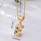 COLORFUL ZIRCONIA HEART LETTER PENDANT NECKLACE_CWMM5875