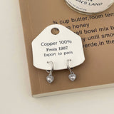 Valentines Day Zircon Heart Pendant Earrings