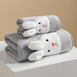 EMBROIDERED RABBIT CORAL FLEECE TOWEL_CWMM2324