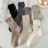 Women'S Versatile Embroidered Bow Boneless Socks_Cwms1366