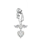 NO PIERCING NAVEL CLIP RING WITH MOON HEART CHARM_cWMM9227