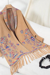 Cwocal0832_Geometric Jacquard Ethnic Style Tassel Shawl