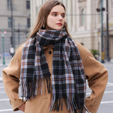 PLAID WINTER SCARF FOR WOMEN SOFT TASSEL SHAWL_CWASC0224
