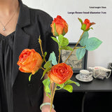 SINGLE STEM 4 HEAD COUNTRY STYLE BURNT EDGE ROSES_CWMM6473