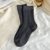 SOLID COLOR RETRO TWISTED DIAMOND WARM PILE SOCKS_CWMS1063