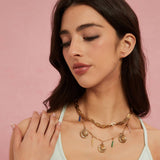 SUNFLOWER STONE PENDANT NECKLACE STAINLESS STEEL_CWMM8870