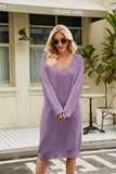 Solid Color Loose Long Slouchy Knit Bottom Pullover Dress