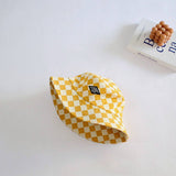 STYLISH CHILDRENS TRAVEL CHECKERBOARD BUCKET HAT_CWAH2857