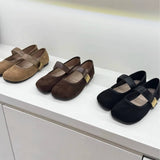 FLAT SUEDE MARY JANES WITH METAL BUCKLE_CWSHF0162