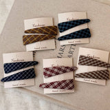 Plaid Fabric Bb Hair Clips Set For Girls_Cwaha07977