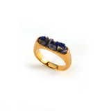 DESIGNER 18K STEEL RING WITH CRUSHED GEMSTONE_CWMM8933