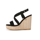 SOLID COLOR SQUARE TOE CROSS STRAP HIGH HEELS_CWSHS0645