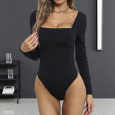 Tight-Fitting Square-Neck Striped Jumpsuit