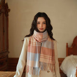 100% WOOL PLAID SCARF SOFT REVERSIBLE WRAP_CWASC2348