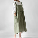 KITCHEN FLORIST WORK LINEN APRON WITH POCKETS_CWMM3295