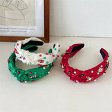 Christmas Pearl Satin Knot Headband Wide_Cwaha07596